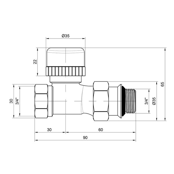 Кран термостатический SD Plus 3/4" ВН с антипротечкой для радиатора прямой SD351W20 SD00021319 фото