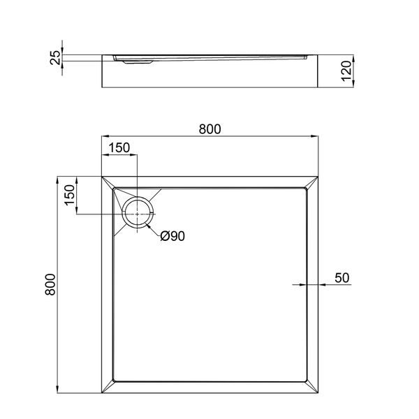 Душевой поддон Qtap Tern 80x80x12 см SD00046987 фото