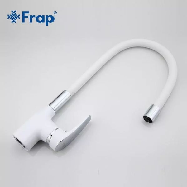 Смеситель для кухни Frap F4453-03 с гибким изливом белый/хром F4453-03 фото