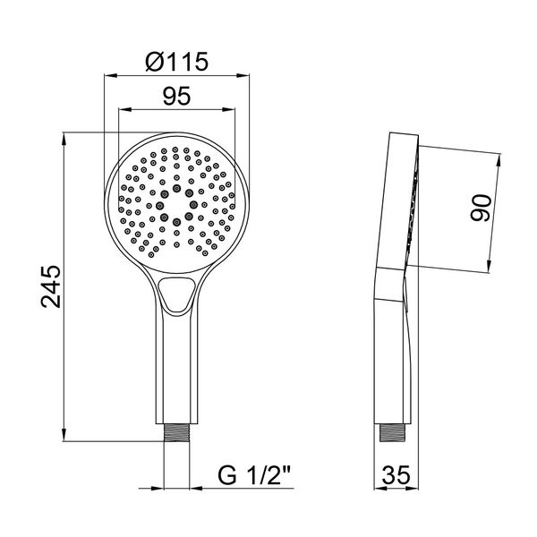 Лейка для ручного душа Qtap Rucni 115O3KCW Chrome SD00041893 фото