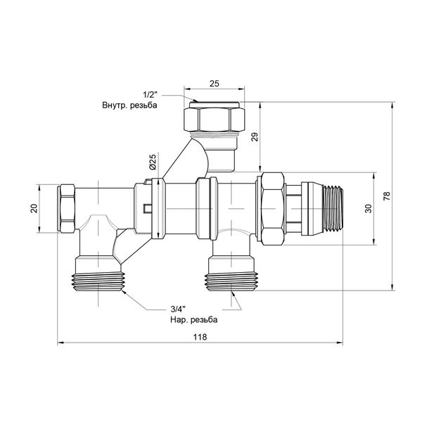 Кран радиаторный комбинированный Icma 1/2"х3/4",нижнее подключение №877 SD00005616 фото