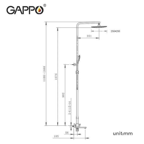 Душова система Gappo G2417-9 збройова сталь G2417-9 фото