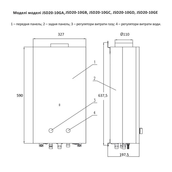 Колонка газовая дымоходная Thermo Alliance JSD20-10GE 10 л стеклянная панель с рисунком цветы SD00031249 фото