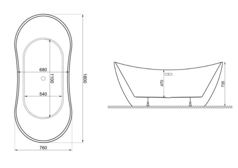 Ванна акрилова окремостояча Polimat Abi 180x80 см темно-синя 00506 фото