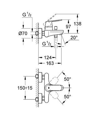 Смеситель для ванны Grohe Eurosmart Cosmopolitan 32831000 32831000 фото