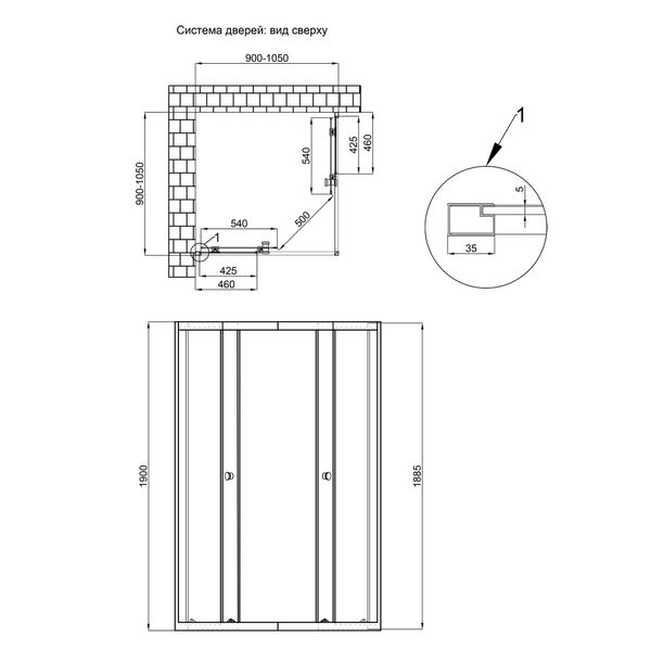 Душова кабіна Qtap Pisces CRM109-11SP5 90-105x90-105 см скло 5 мм SD00045272 фото