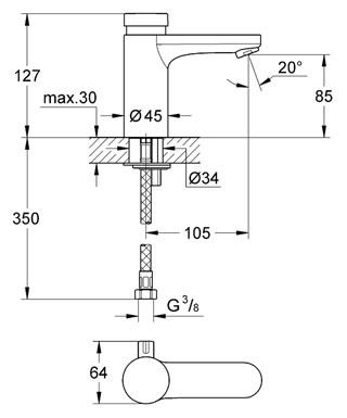 Смеситель для умывальника Grohe Eurosmart Cosmopolitan T автоматический 36317000 36317000 фото