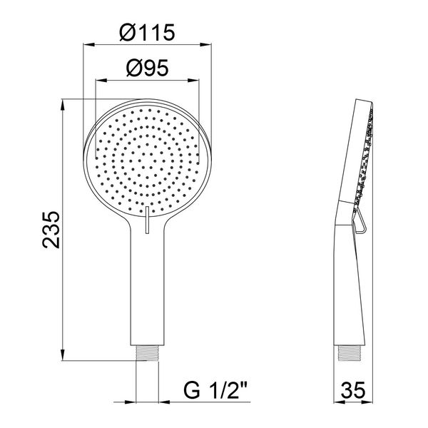 Лейка для ручного душа Qtap Rucni 116O3PBB Black Matt SD00041905 фото