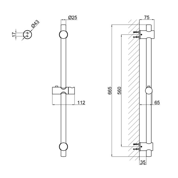 Душова стійка Qtap Lepit 665 мм Black Matt SD00047525 фото