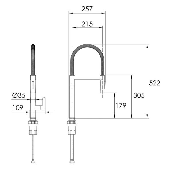 Смеситель для кухни Imprese Pivot SS черный f03408501SB 086278 фото