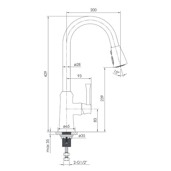 Змішувач для кухні Imprese Podzima Zrala з висувною лійкою ZMK02170815 056570 фото