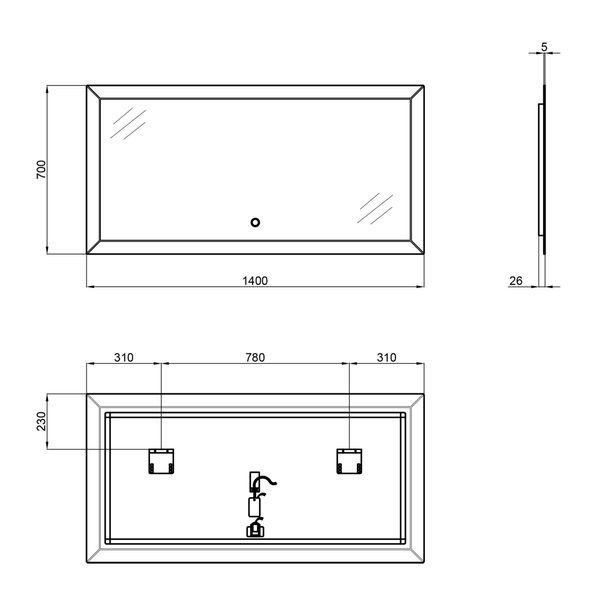 Дзеркало Qtap Aries 1400x700 з LED-підсвічуванням SD00045740 фото