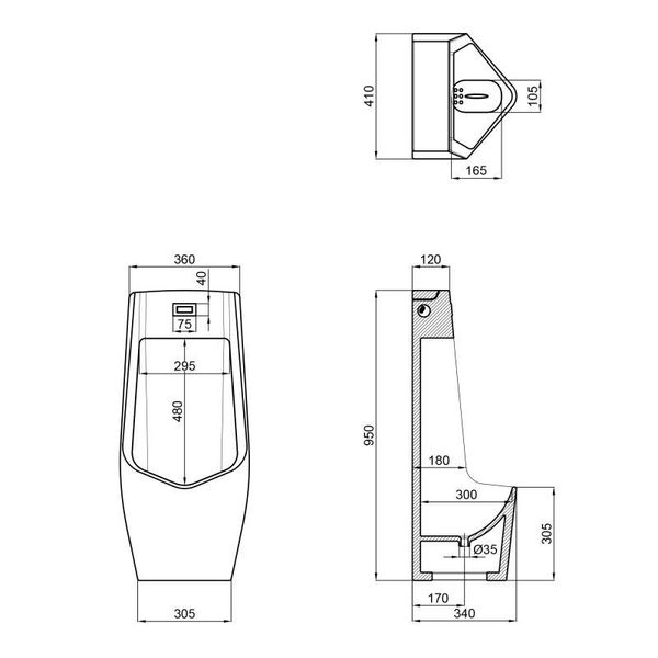 Пісуар підлоговий Qtap Scorpio з ІЧ-датчиком автоматичного змиву DC White SD00045968 фото