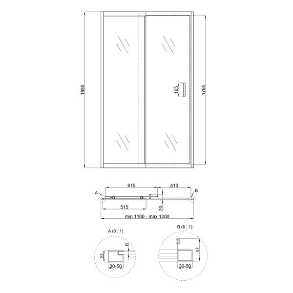 Душевая дверь Qtap Taurus 110-120x185 см стекло 6 мм SD00045296 фото