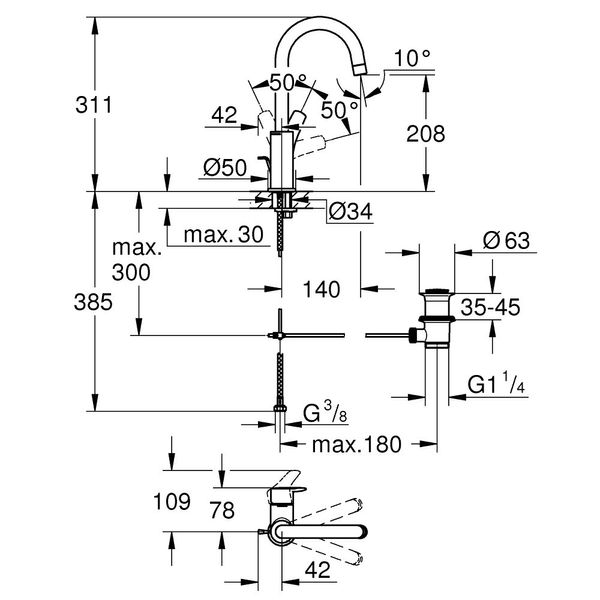 Смеситель для умывальника Grohe Eurosmart New L-Size 23537003 23537003 фото