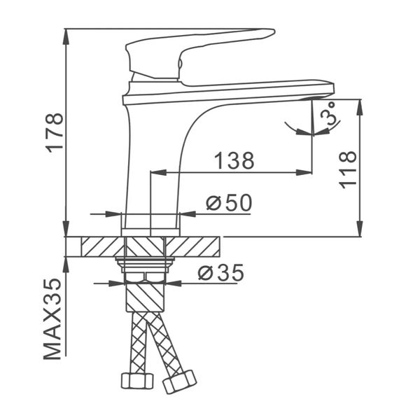 Смеситель для умывальника Frap F1049-6 черный/хром F1049-6 фото