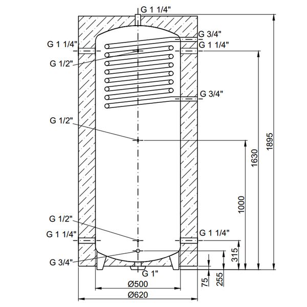 Теплоаккумулятор Thermo Alliance TAI-10 350 с теплообменником 1,4 кв. м с изоляцией 60 мм SD00044719 фото