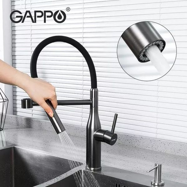 Смеситель для кухни Gappo G4398-51 с гибким изливом черный G4398-51 фото