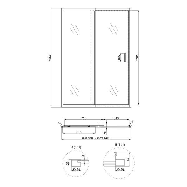 Душові двері Qtap Taurus 130-140x185 см скло 6 мм SD00045298 фото