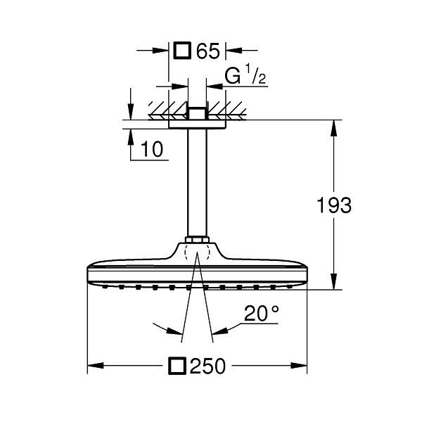 Верхний душ с кронштейном Grohe Tempesta 250 Cube 26688000 26688000 фото