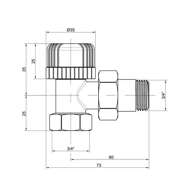 Вентиль термостатичний Icma №774 3/4" (28х1,5) кутовий SD00005651 фото