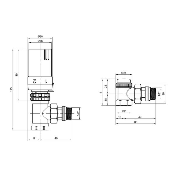 Комплект термостатический SD Plus 1/2" для радиатора угловой SD352W15 SD00021320 фото