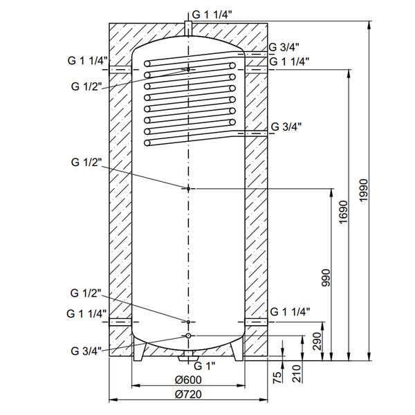 Теплоаккумулятор Thermo Alliance TAI-10 350 с теплообменником 1,4 кв. м с изоляцией 60 мм SD00044720 фото