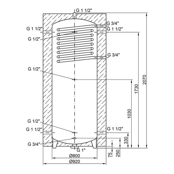 Теплоаккумулятор Thermo Alliance TAI-10 350 с теплообменником 1,4 кв. м с изоляцией 60 мм SD00044721 фото