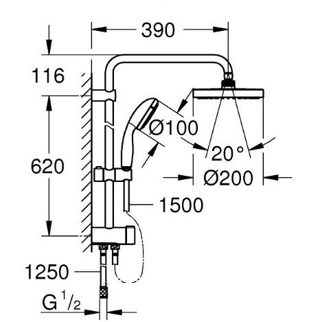 Душевая система Grohe New Tempesta System 200 27389002 27389002 фото