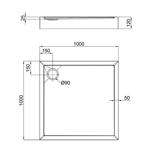 Душовий піддон Qtap Tern 100x100x12 см SD00046989 фото