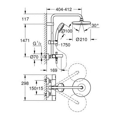 Душевая система с термостатом Grohe Tempesta Cosmolitan 210 26223001 26223001 фото