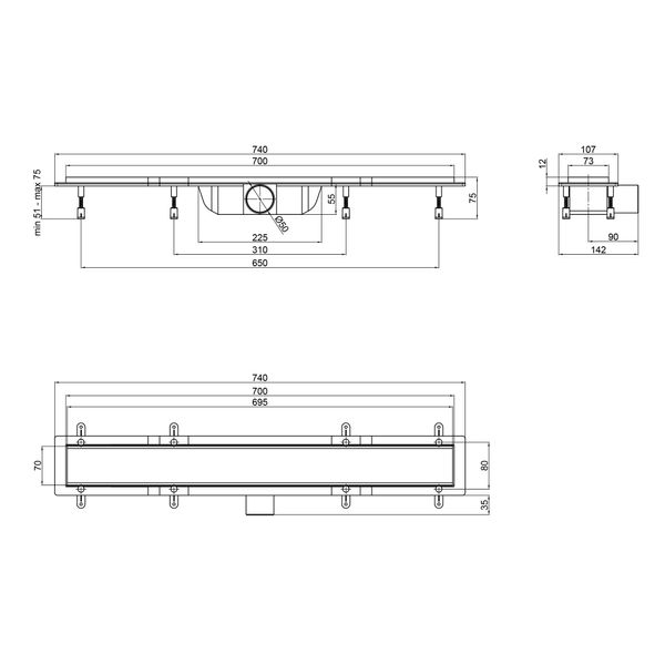 Трап для душа Qtap Dry Tile304-700 под плитку SD00045319 фото