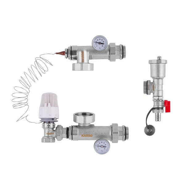 Коллекторная группа в сборе с термостатическим угловым краном Karro 3/4" KR-88000 CV011993 фото