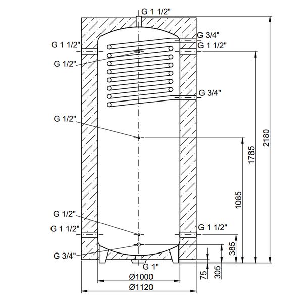 Теплоаккумулятор Thermo Alliance TAI-10 350 с теплообменником 1,4 кв. м с изоляцией 60 мм SD00046645 фото