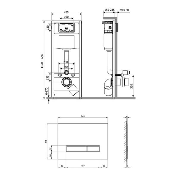 Набор инсталляционный Qtap Nest ST (клавиша линейная стеклянная белая) SD00040861 фото