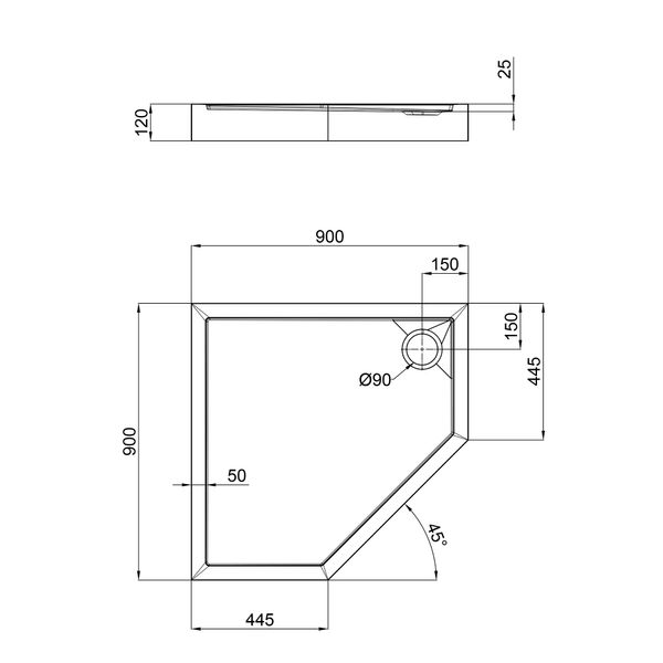 Душевой поддон Qtap Diamond 90x90x12 см SD00046992 фото