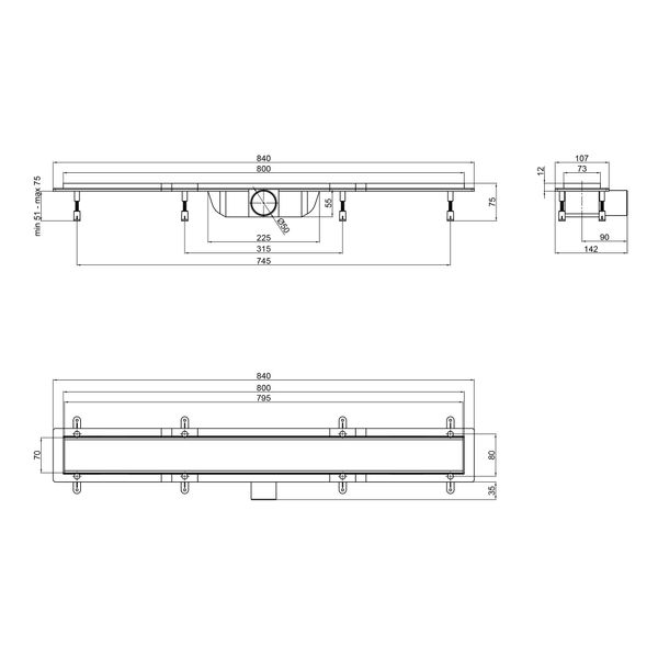 Трап для душа Qtap Dry Tile304-800 под плитку SD00045320 фото