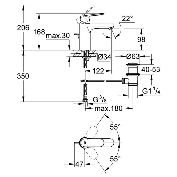 Смеситель для умывальника Grohe Eurosmart Cosmopolitan M-Size 23325000 23325000 фото