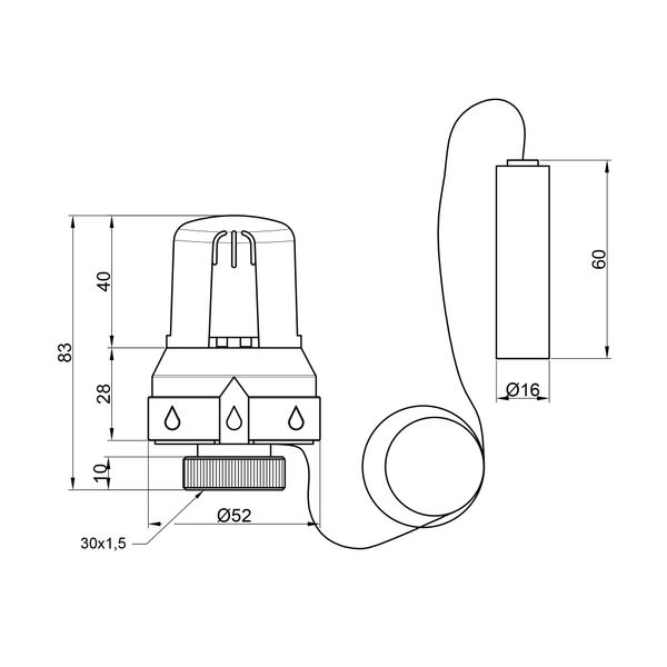 Термоголовка Icma №995 М30х1,5 20÷70°C с выносным датчиком SD00008809 фото