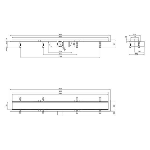 Трап для душа Qtap Dry Tile304-900 под плитку SD00045321 фото