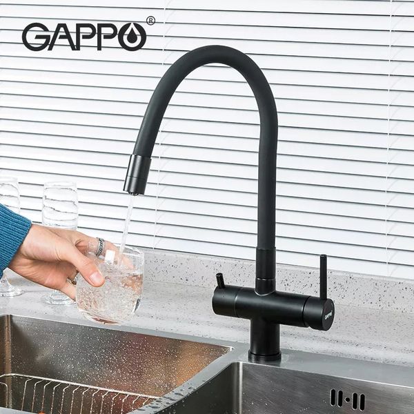 Смеситель для кухни с фильтром Gappo G4398-36 с гибким изливом черный G4398-36 фото