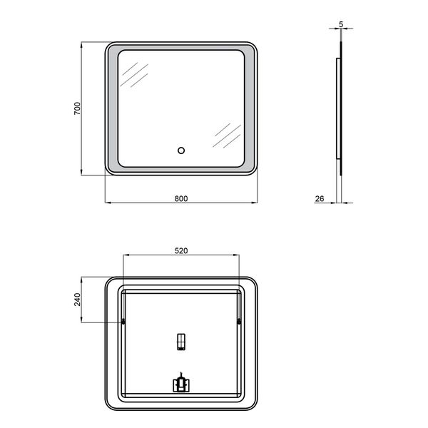 Зеркало Qtap Leo 800x700 с LED-подсветкой SD00045753 фото