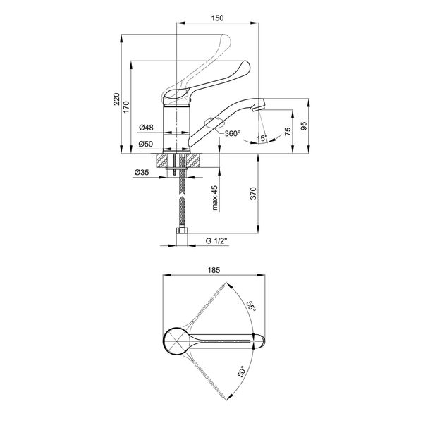 Смеситель для раковины локтевой Lidz Watt 002M Chrome SD00040965 фото