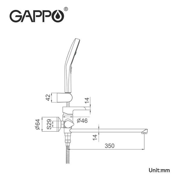 Змішувач для ванни Gappo G2203-6 чорний/хром G2203-6 фото