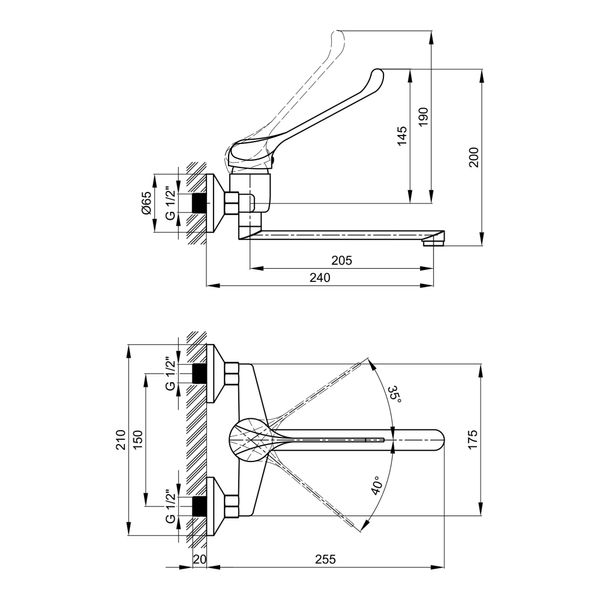 Смеситель настенный локтевой Lidz Watt 009 Chrome SD00040966 фото