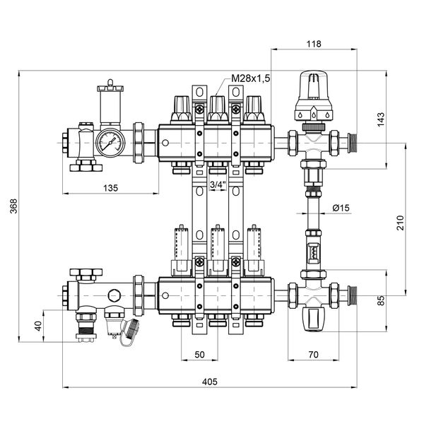 Колекторна група Icma №K0111 на 3 виходи з витратомірами SD00005138 фото