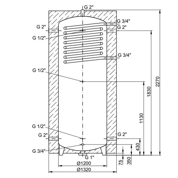 Теплоаккумулятор Thermo Alliance TAI-10 350 с теплообменником 1,4 кв. м с изоляцией 60 мм SD00046646 фото