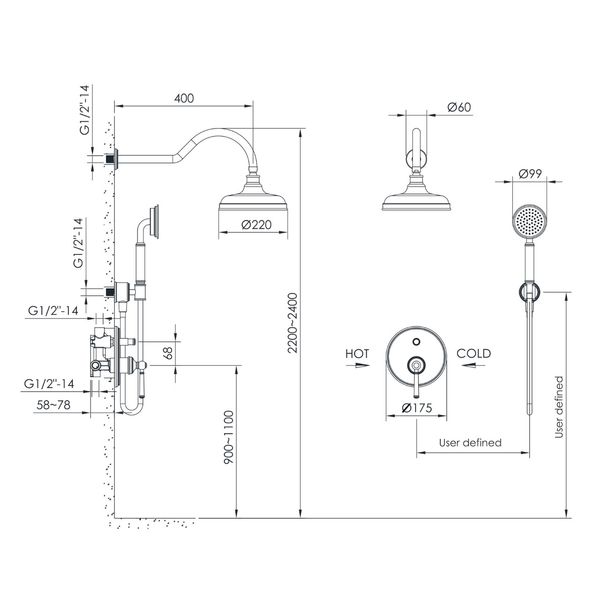 Душевая система скрытого монтажа Imprese Hydrant ZMK031806110 060390 фото