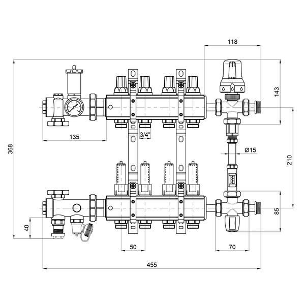 Коллекторная группа Icma №K0111 на 4 выхода с расходомерами SD00005139 фото