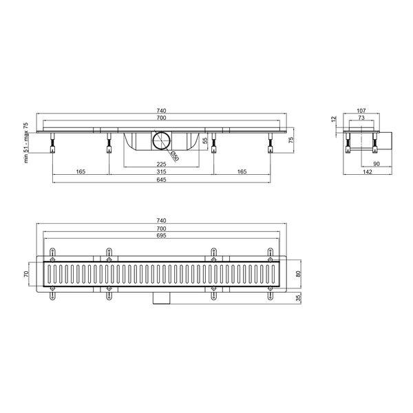 Трап для душа Qtap Dry FF304-700MBLA SD00041380 фото